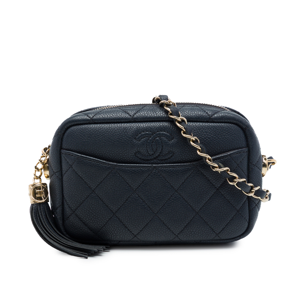 Pre-Loved Chanel Mini Quilted Caviar Coco Tassel Camera Case